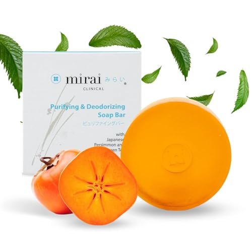 MIRAI Clinical Persimmon Soap Bar for Old People Smell - Nonenal Solution - Japanese Persimmon and Green Tea Extract - For Men and Women - Gentle on All Skin Types - Natural Body Odor Soap : Beauty & Personal Care