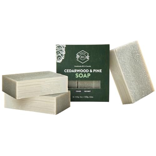 Crate 61 Organics, Handmade in Canada, Plant Based Cold Process Natural Bar Soap For Face And Body, With Premium Essential Oils, For Men And Women 3 Pack (Cedarwood Pine) : Beauty & Personal Care