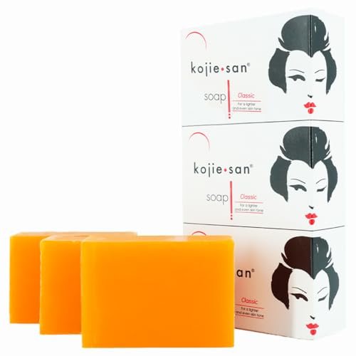 Kojie San Skin Brightening Soap - Original Kojic Acid Dark Spot Remover Soap, Paraben-Free Bar with Coconut & Tea Tree Oil for Face & Body, Gently Exfoliates for Smooth, Even Skin Tone – 100g x 3 Bars : Beauty & Personal Care